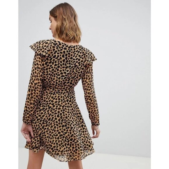 Free People Leopard Print Frenchie Mini Wrap Dress medium - Picture 16 of 16
